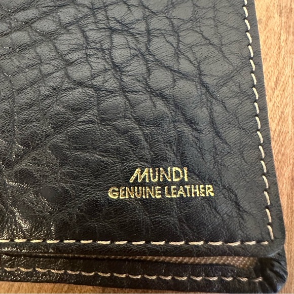 Mundi Long Wallet Brown Black Pebble Leather Gold Hardware Snap Coin Pocket Card - Picture 7 of 16